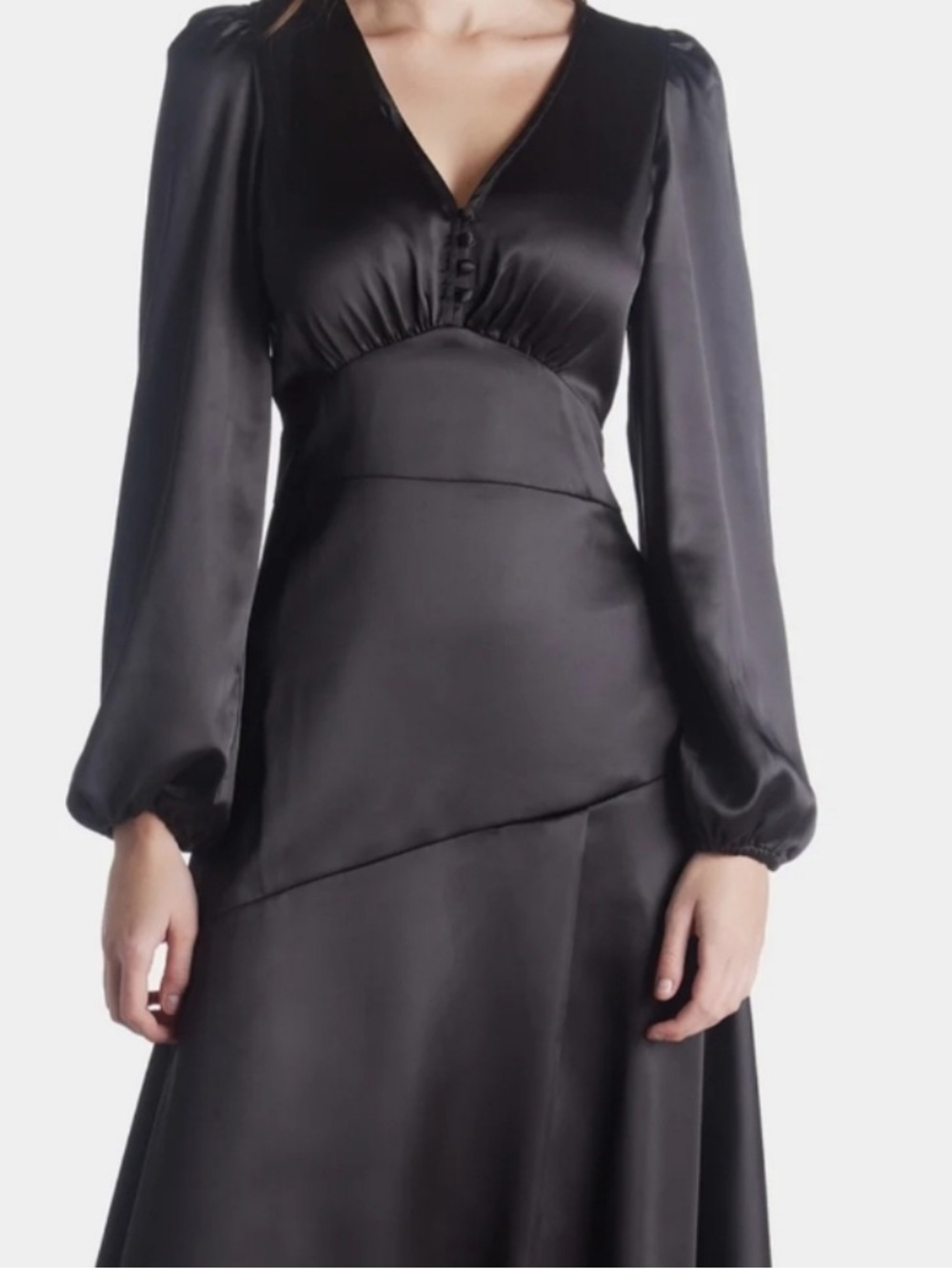 SPRING AND MERCER SATIN MAXI DRESS BLACK - L